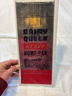 Vintage 1956 Dairy Queen Heavy Home-Pak Foil Insulated Ice Cream Bag